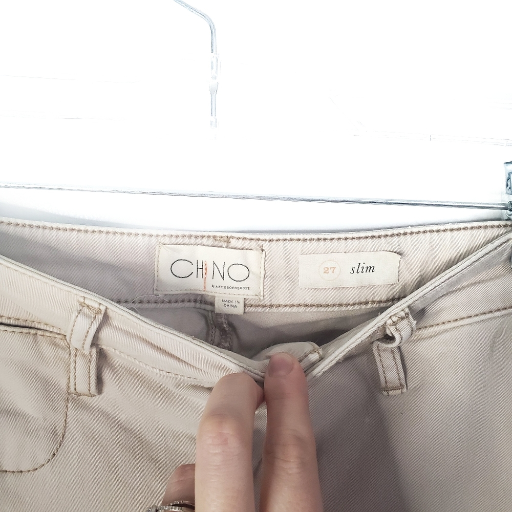 🖤4/30🖤Anthropologie Khaki Slim Cropped Chinos - Picture 3 of 4